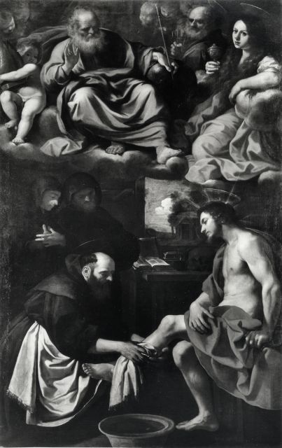 Anonimo — Manetti Rutilio - sec. XVII - Sant'Agostino lava i piedi di Cristo — insieme